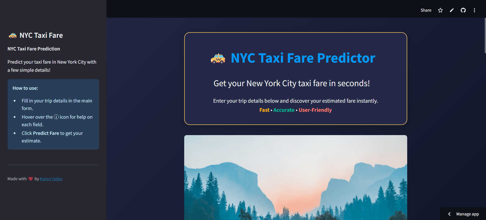 NYC Taxi Fare Predictor